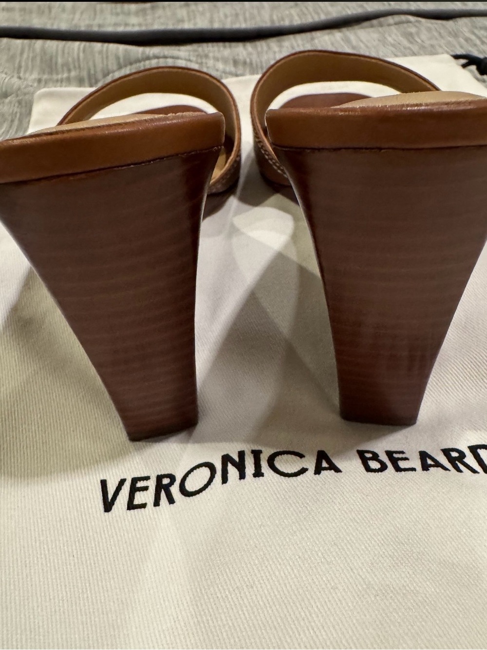 Veronica Beard Brown Ellen Wedge Sandal – Square Toe, Slip-On - Size 8 - Picture 7 of 9